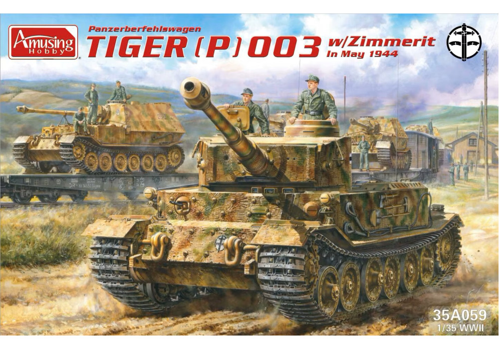 Amusing Hobby 35A059 Сборная модель Tiger (P) 003 w/Zimmerit in May 1944 1:35