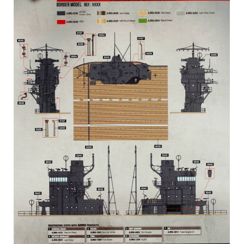 Border Model BSF-001 AKAGI BRIDGE(WIth fight deck and light)+ B5N2 TYPE 97 size(530*350*200 MM) 1:35