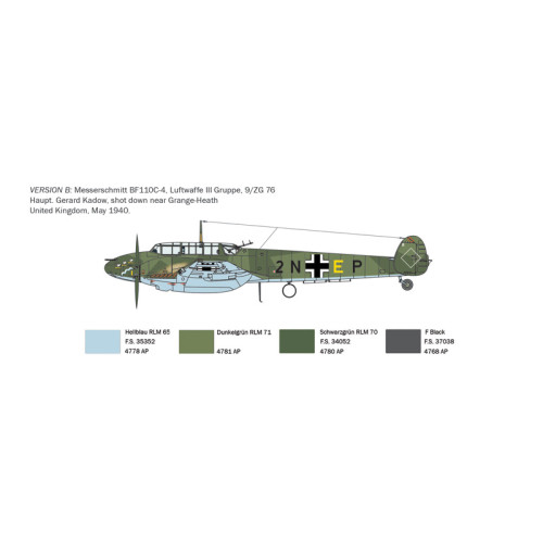 Italeri 0049 Сборная модель Bf 110 C Zerstorer 1:72