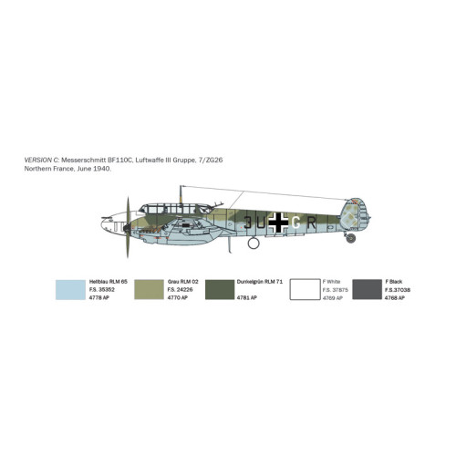 Italeri 0049 Сборная модель Bf 110 C Zerstorer 1:72