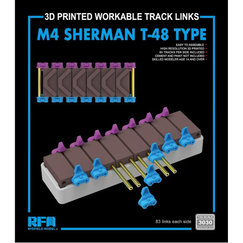 RFM RM-3030 Траки наборные M4 SHERMAN T-48 type workable tracks (3D PRINTED) 1:35