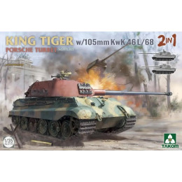 Takom 2178 Сборная модель Sd.Kfz.182 King Tiger Porsche turret w/105m KwK 46 L/68 2 in 1 1:35