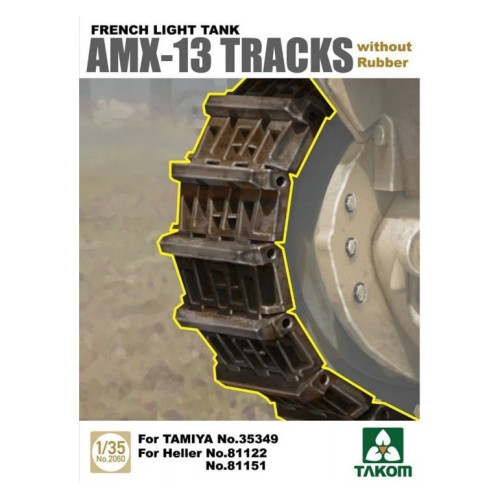TAKOM 2060 Сборная модель French Light Tank AMX-13 Tracks without rubber 1:35